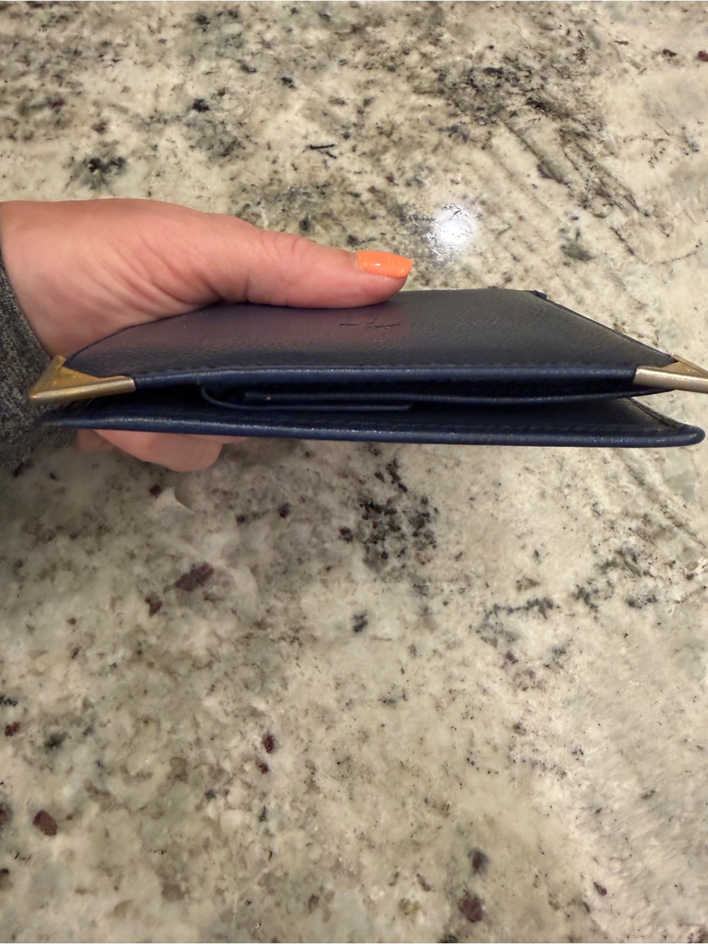 Yves Saint Laurent Navy Blue Leather Bifold Wallet with Gold Corners - Picture 3 of 11